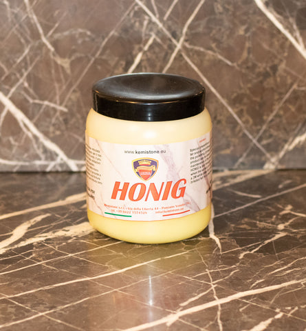 ﻿Honig is a special composition of solid wax carried in water and ethoxylated alcohol. This product has been formulated to  protect polish and tone. Honig can be used on floorings as a finishing and maintenance product. It can be applied with a pad or cloth. When dry use a soft white pad for a shiny finish or with a bristled pad for a pearl finish.